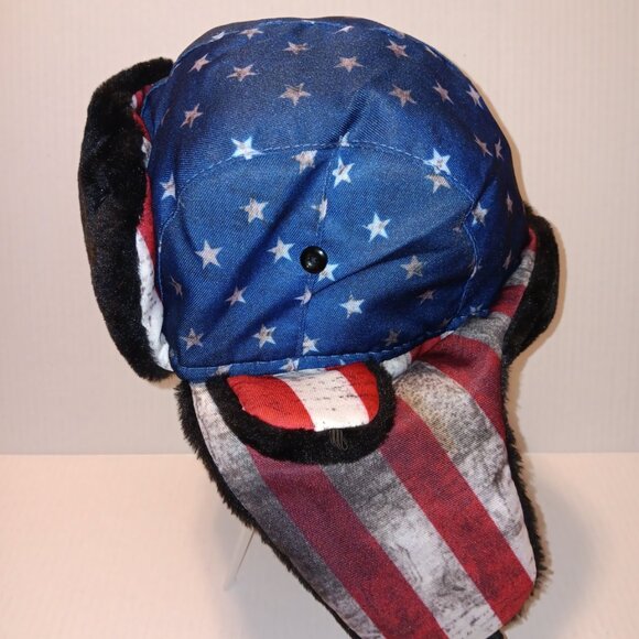 SA COMPANY FAUX FUR AMERICAN FLAG TRAPPER HAT - Picture 13 of 15